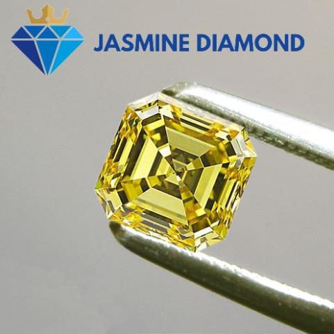 Kim cương nhân tạo Mỹ Moissanite giác cắt Asscher màu vàng