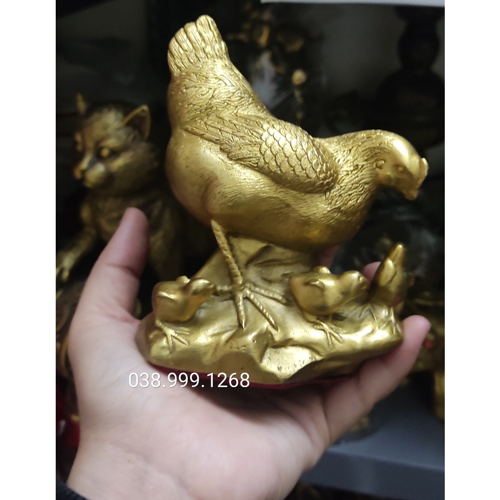 Tượng Gà Mái Và Đàn Con Bằng Đồng tài lộc phong thủy giá sỉ bán tượng đồng