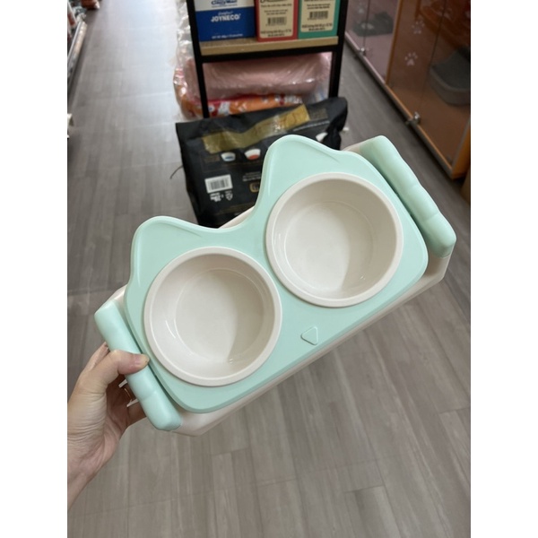 Chén ăn  đôi inox/ chống gù cho chó mèo