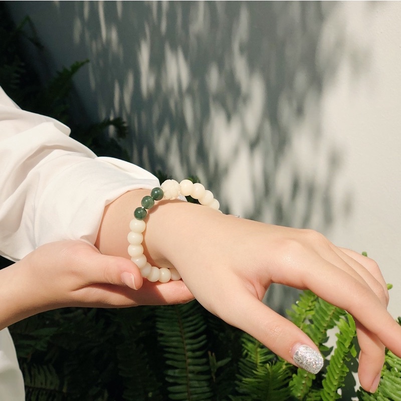 Vòng tay hạt Bồ Đề Lá Bối mix Đá năng lượng nhẹ nhàng - Bình An - phong thuỷ