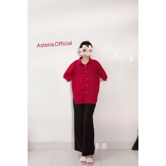 Áo sơ mi nữ linen basic dáng rộng dài tay _Áo sơ mi nữ basic linen