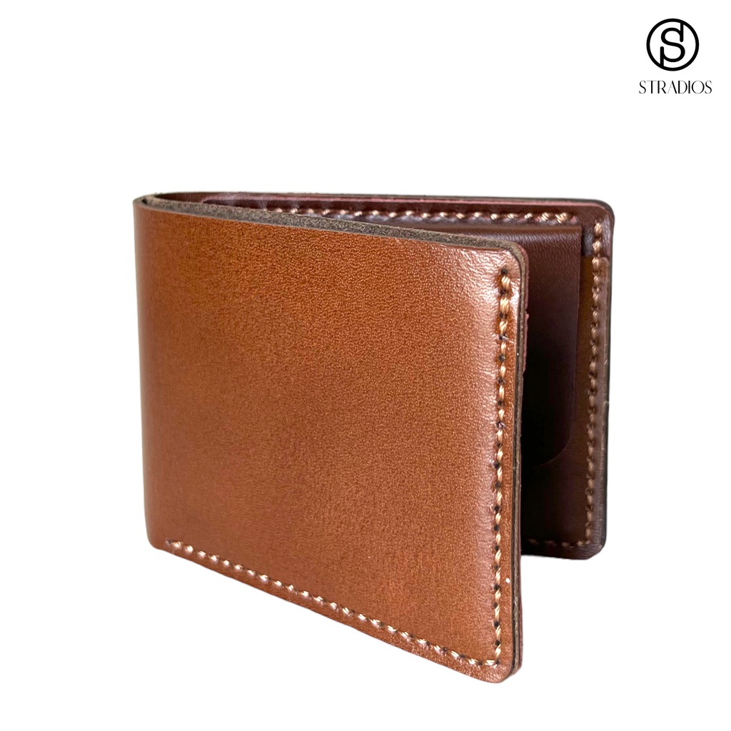 Ví Da Nam Stradios Phong Cách Thêu Tay Vintage Ví Da Bò Pullup Cao Cấp Màu Nâu