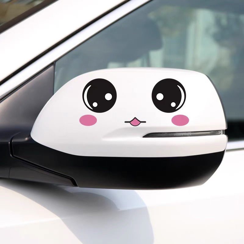 Tem dán gương 3D hình khuôn mặt baby dễ thương trang trí kính chiếu hậu xe hơi ba chiều