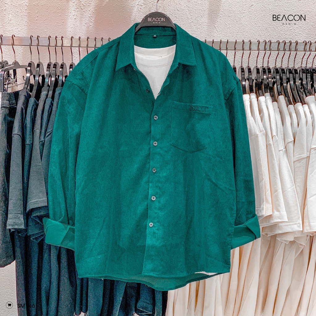 Áo Sơ Mi Nam Thiết Kế Nhung Tăm 1 Túi BEACON DENIM Mã SMTK506 Thanh Lịch, Trẻ Trung