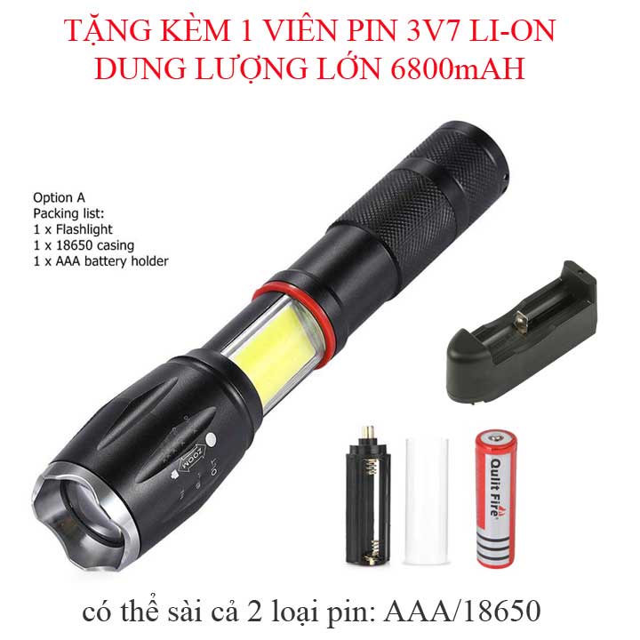 ĐÈN PIN CẦM TAY LED COB SẠC 5 CHẾ ĐỘ SÁNG 108 - T6