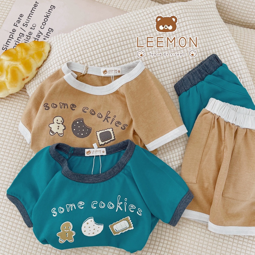 Bộ cộc cotton bánh quy Leemon cho bé