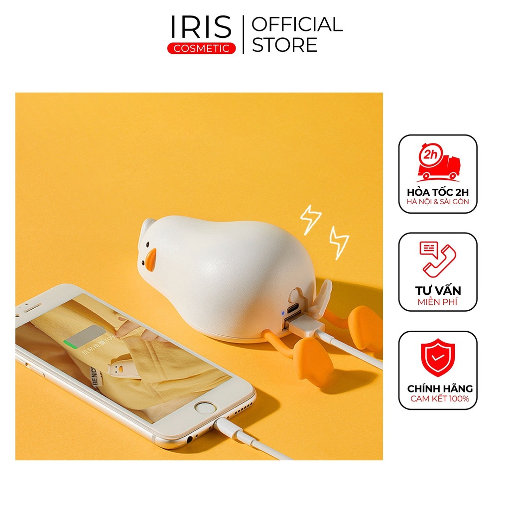 Sạc dự phòng ấm tay vịt lười 2 trong 1 dung tích 4000mAh làm ấm tay giá đỡ điện thoại di động Cổng USB Hình Chú Vịt h