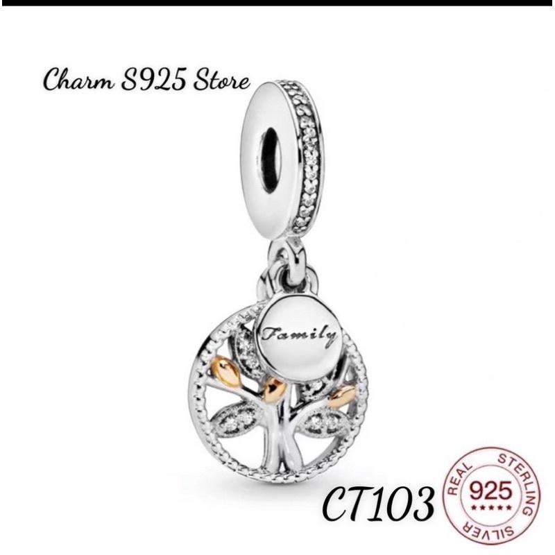 CHARM PAN ALE TREO CÂY FAMILY ĐÍNH ĐÁ BẠC S925 THUẦN KHIẾT HÀNG CAO CẤP