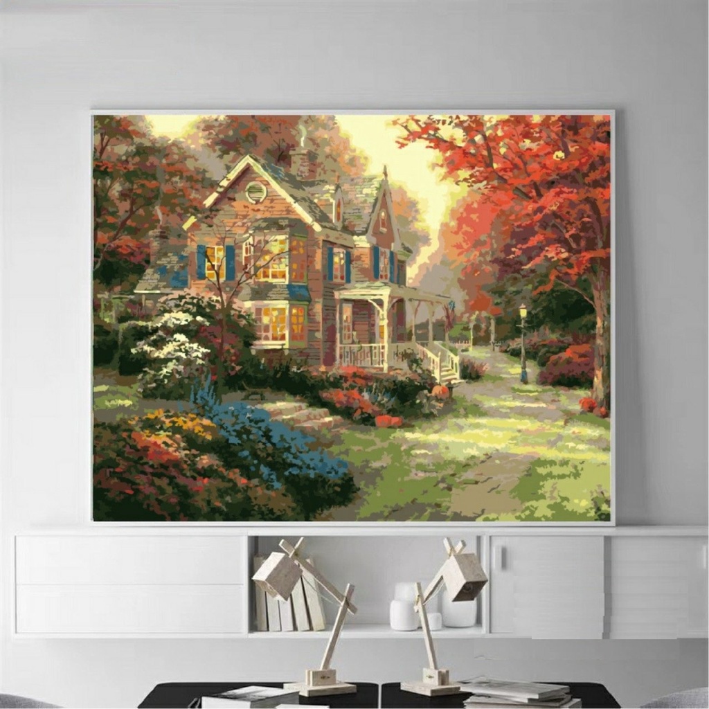 KHUNG 1.6 CM- Tranh sơn dầu số hóa rẻ,đẹp, size 40x50-TẶNG KHĂN,ĐÃ CĂNG KHUNG,CÓ SƠN BÓNG-MÀU-3CỌ-đinh treo tường, thước