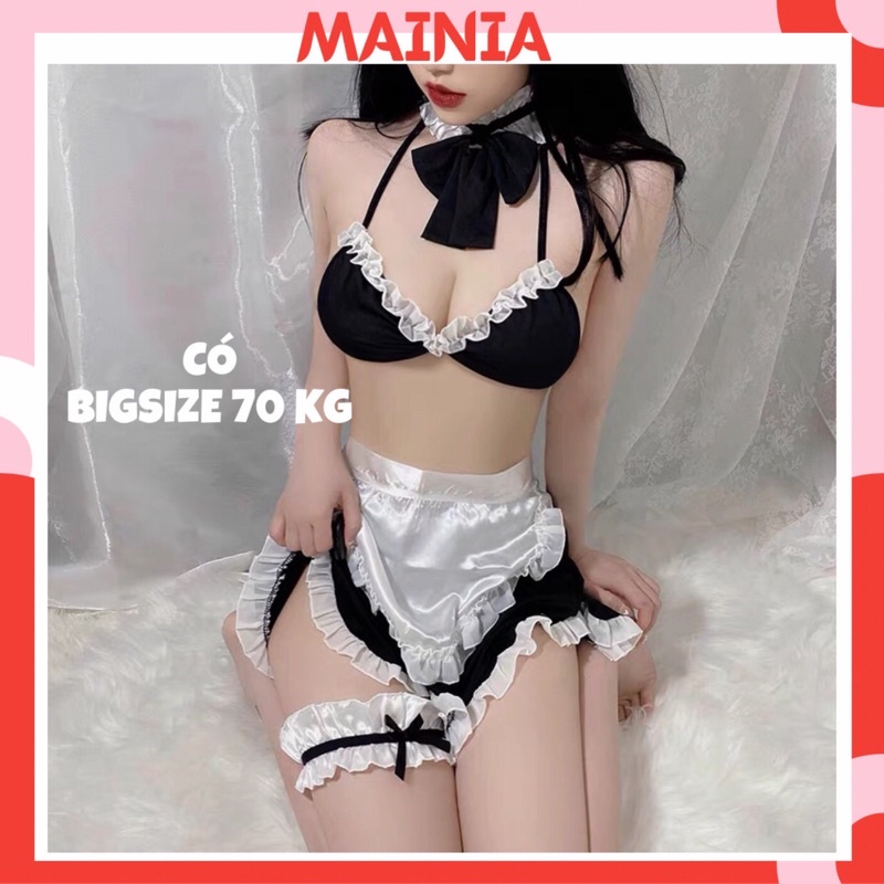 [ Có BIGSIZE 70 Kg] Set Đồ Ngủ 6 Món Cosplay MAID Cô Hầu Gái Siêu Sexy Gợi Cảm Mainia Shop HG003