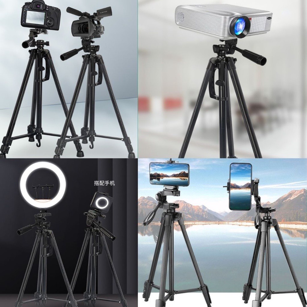 Gậy Tripod 3 chân cho điện thoại và máy ảnh 3366 dài 1m50  Thân Nhôm cao cấp