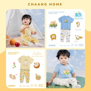 Bộ áo cộc quần dài cotton cho bé trai bé gái Chaang Spring