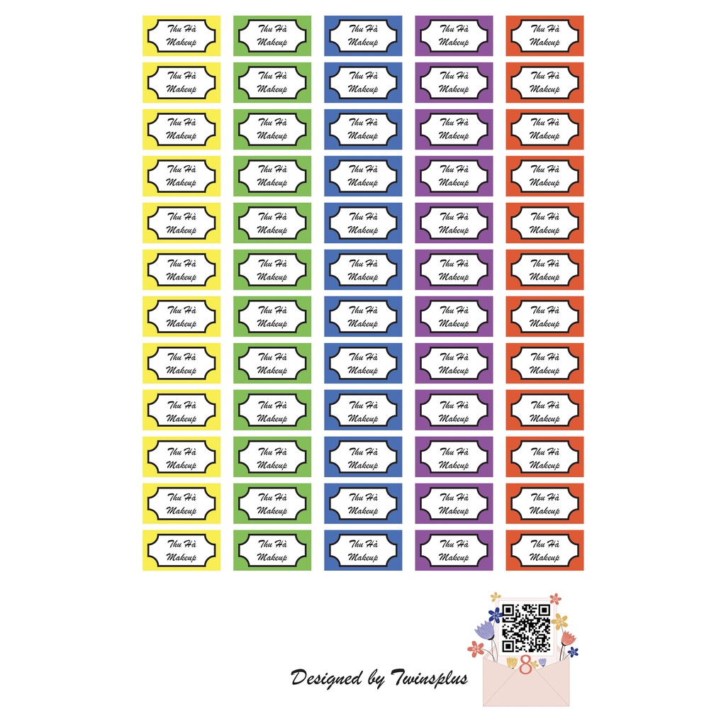 Set 60 tem tên, sticker tên (nội dung) in theo yêu cầu ngũ sắc dán đồ dùng học tập, mỹ phẩm, đồ dùng cá nhân siêu cute