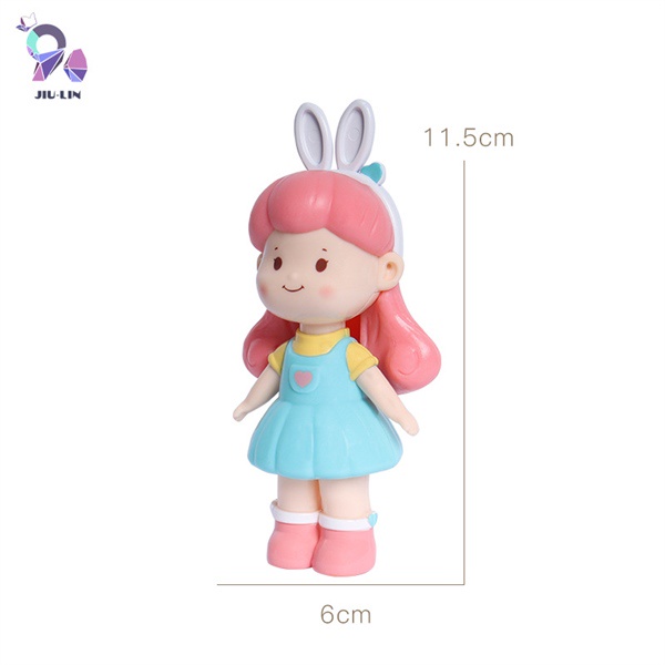 Bé gái tóc HỒNG váy XANH (nhựa đẹp)