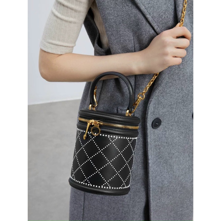 Túi nữ quai cầm + đeo chéo size 17,5 dáng trụ gam màu mới CK2-10701260 full màu