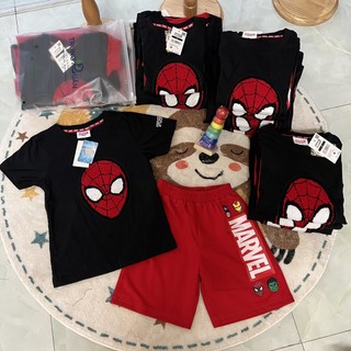 Bộ Quần Áo Cộc Bé Trai Marvel Xuất Dư Xịn, Hình Nhện Xù 3D Size 3Y-12Y