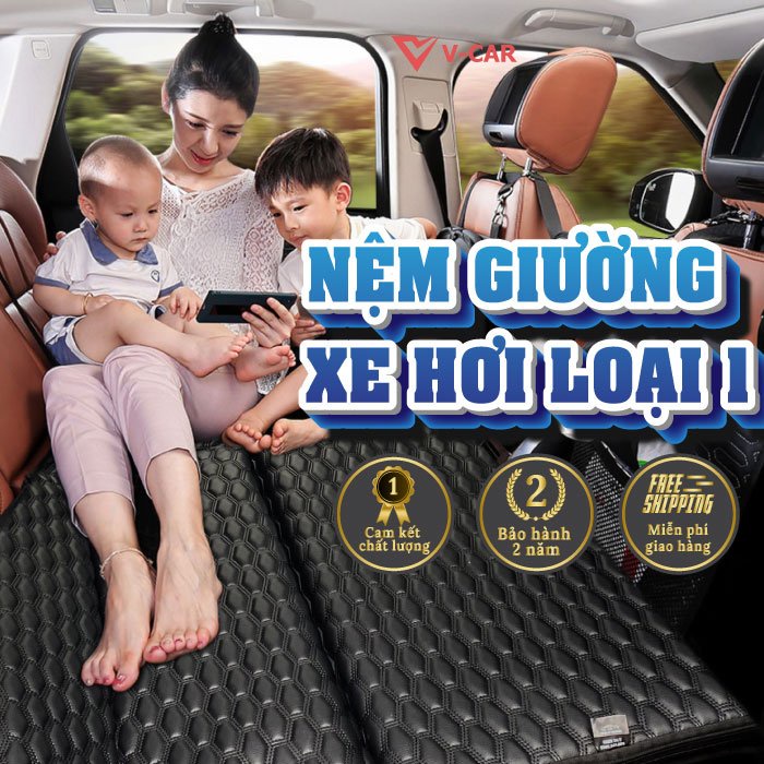 Nệm giường xe hơi, nệm ghế sau xe hơi gấp gọn, tiện dụng - Hàng loại 1 chính hãng