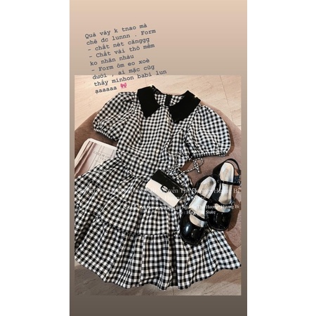 Váy Kẻ Xếp Tầng Phối Cổ Siêu Xinh Mã KV6