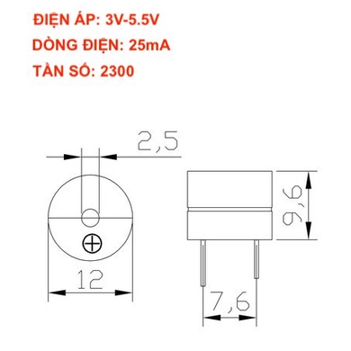 Còi chíp buzzer - active - chủ động - 3V - 5.5V - LK0505