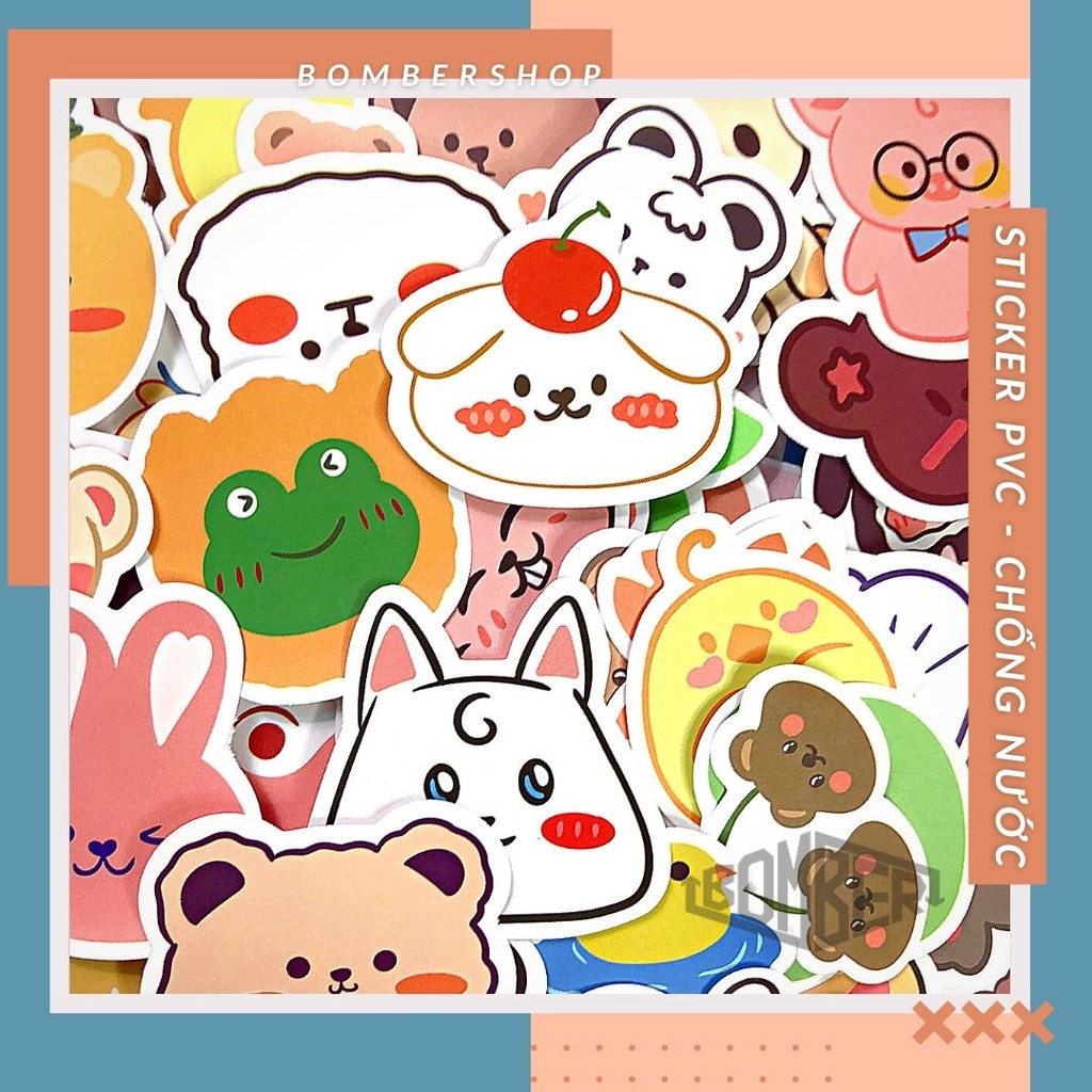 Set 20/40/60 sticker PVC Bb.Cute siêu cưng - đậm chất Kawaiii trang trí laptop / nón