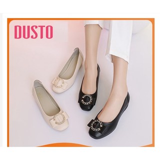 Giày búp bê nữ đế xuồng Dusto cao cấp đính đá đẹp da mềm giày đế bệt mũi tròn