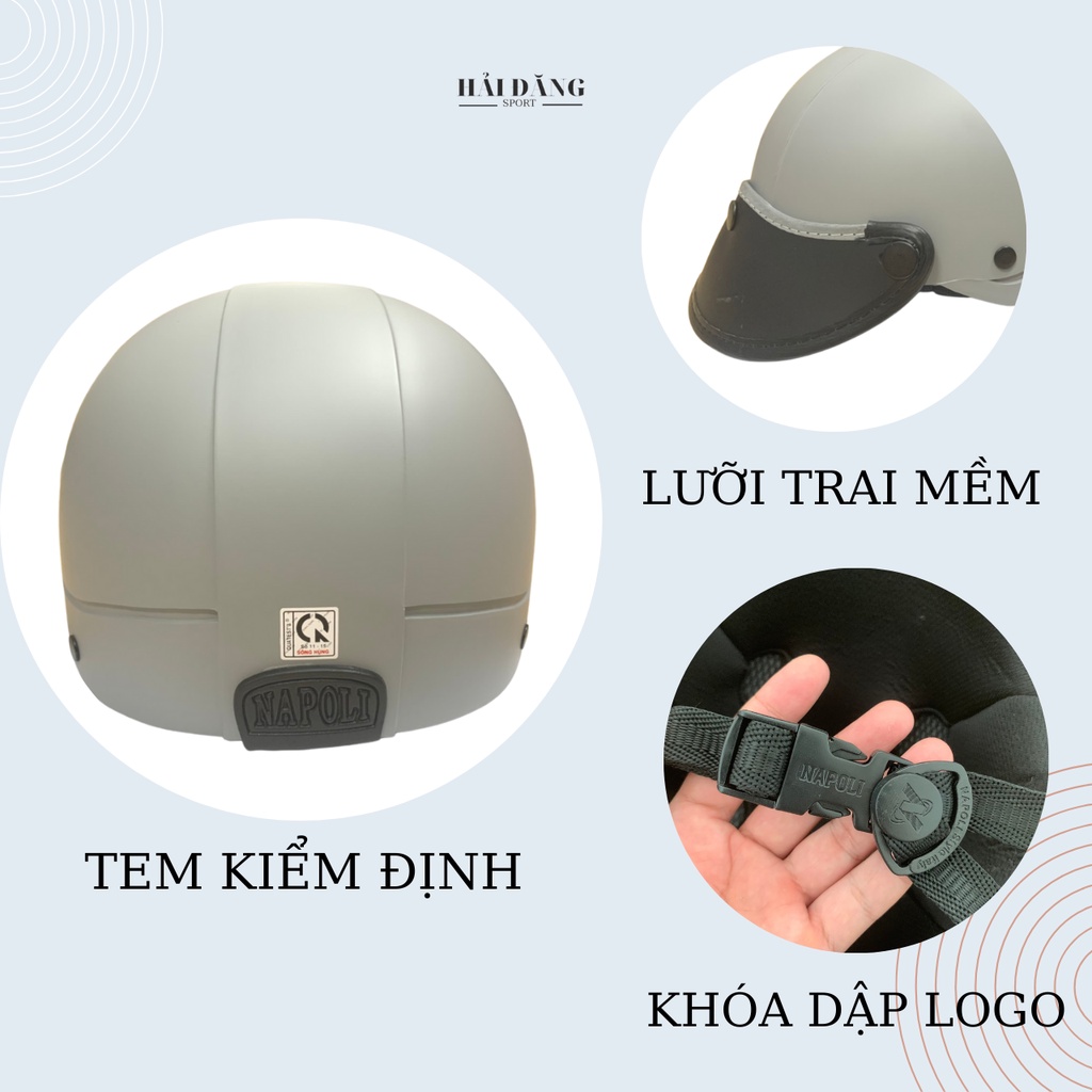 Mũ bảo hiểm 1/2 đầu Sơn Napoli N088 màu nâu nhám - Nón Chất bảo hành 12 tháng