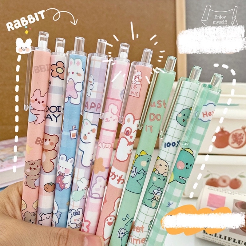 Bút gel mực đen ngòi 0,5mm hoạ tiết hoạt hình dễ thương, Tiệm Ốc Sột