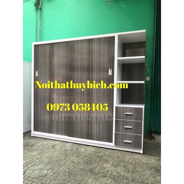 Tủ quần áo nhựa Đài Loan Cửa Lùa(2m05x180x50) Freeship TPHCM