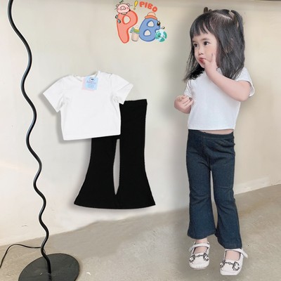 Set Quần Ống Loe Áo Croptop Cộc Tay Bé Gái BabyBoo Vải Zip Co Dãn Đáng Yêu- PiBo Store-BCRCTLD