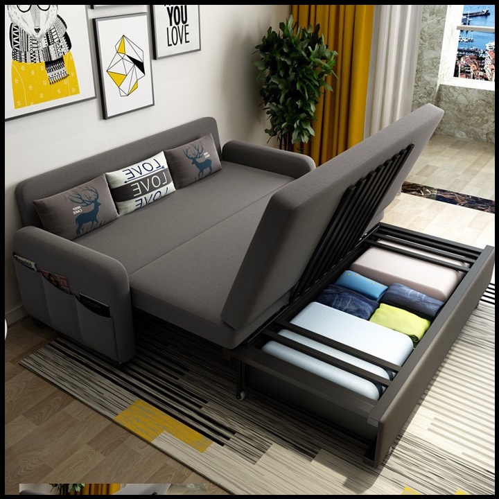 Giường ngủ thông minh gấp gọn thành ghế sofa A267 mẫu mới [CÓ VIDEO] khung thép có ngăn chứa đồ. Nhiều kích thước