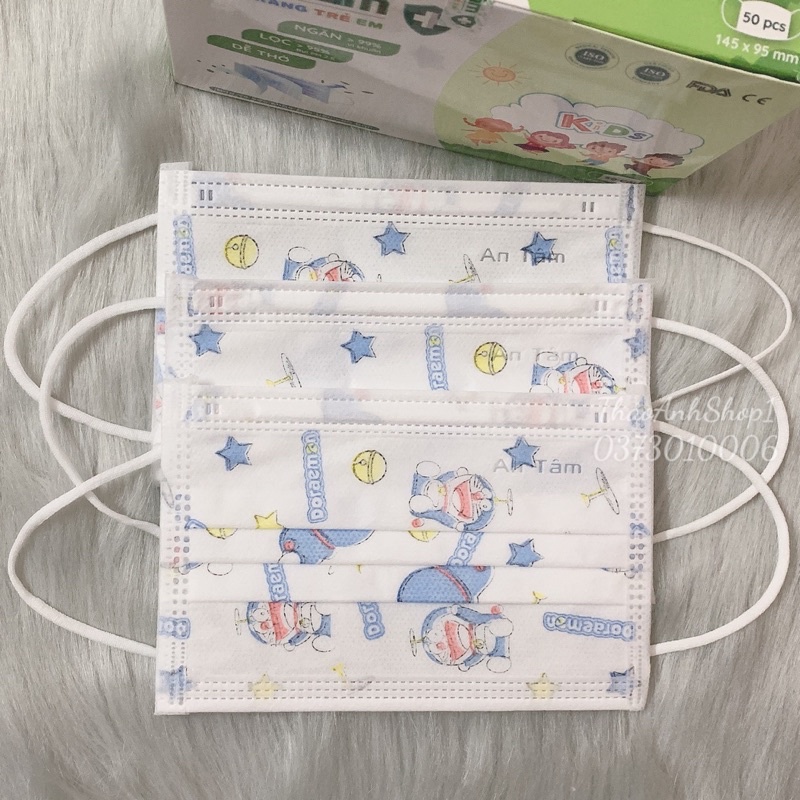 Hộp 50 Cái - Khẩu Trang Y Tế Kháng Khuẩn Trẻ Em Hình Siêu Dễ Thương Dành Cho Bé Dưới 12Tuổi