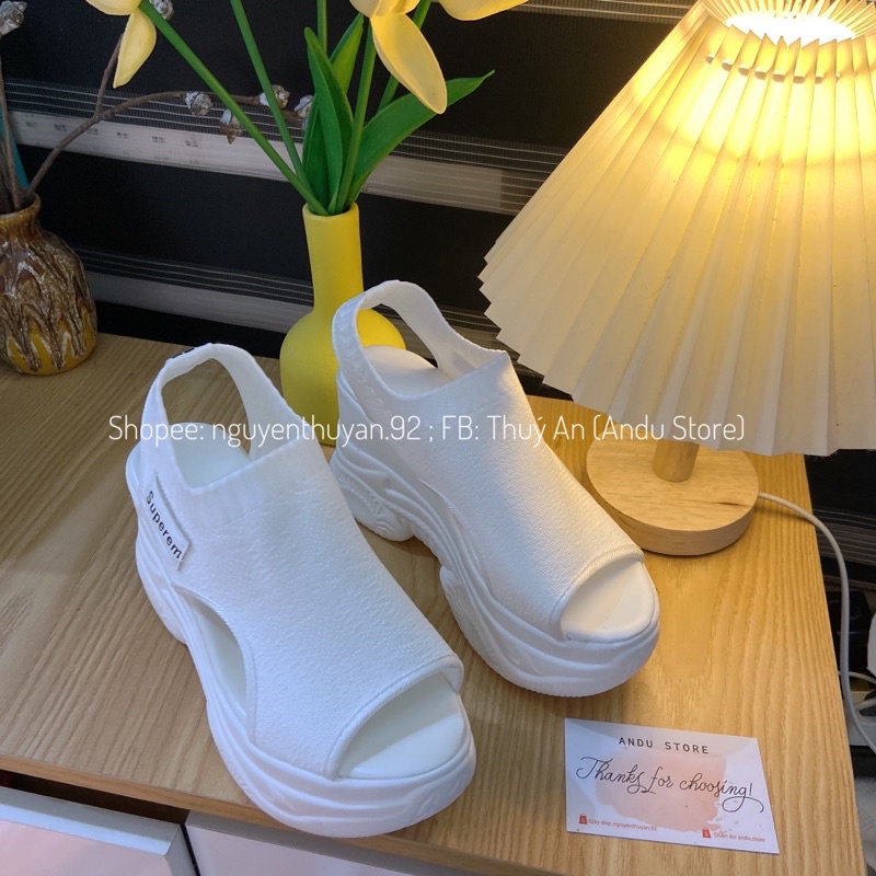 Sandal đế xuồng, sandal đế bằng cao 8cm⚡️ANDU STORE⚡️
