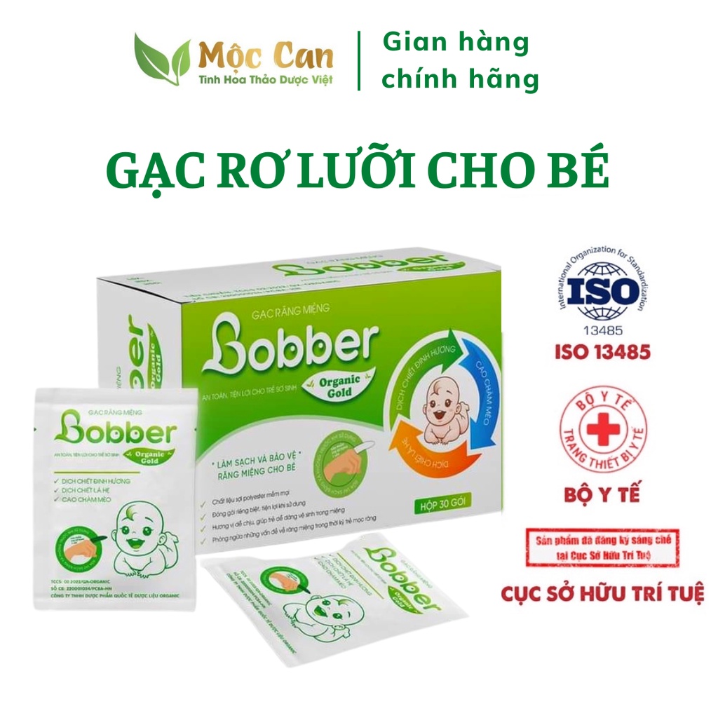 (Mua 5 tặng 1) Gạc rơ lưỡi Bobber vệ sinh răng miệng cho bé hộp 30 gói
