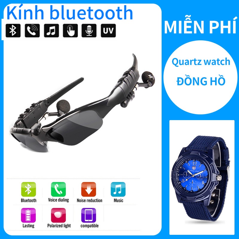 【miễn phí đồng hồ thạch anh】Kính Mát Tích Hợp Tai Nghe Bluetooth Không Dây Nghe Nhạc Mp3