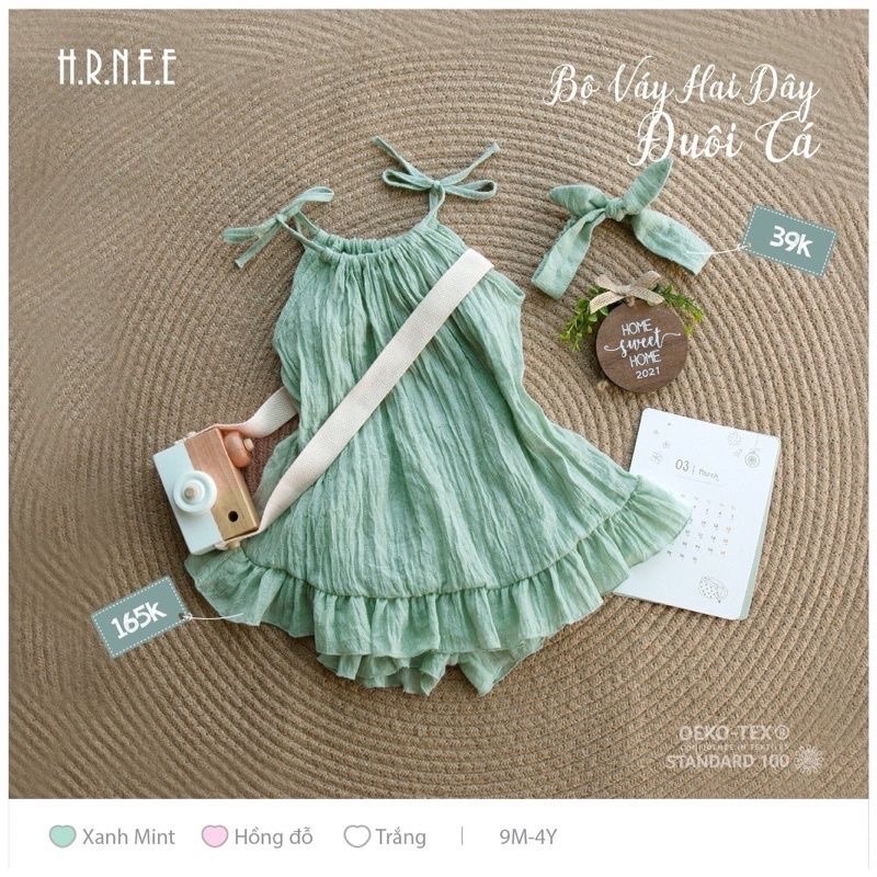 HRNEE - Váy cánh tiên + váy 2 dây đuôi cá kèm quần cho bé từ 6m -4y