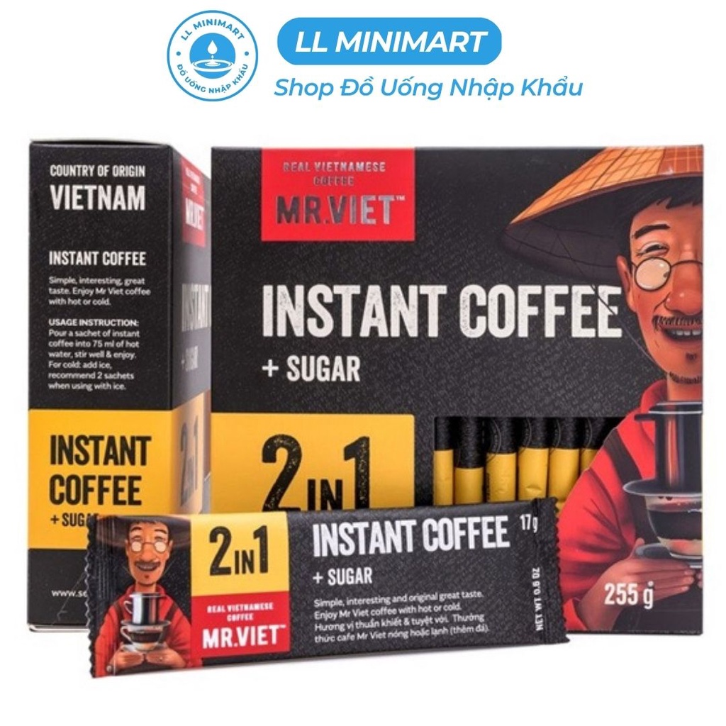 Cà Phê Hòa Tan MR.VIỆT Cappuccino/Đen/4/3/2 IN 1 Đủ Vị Hộp 240G