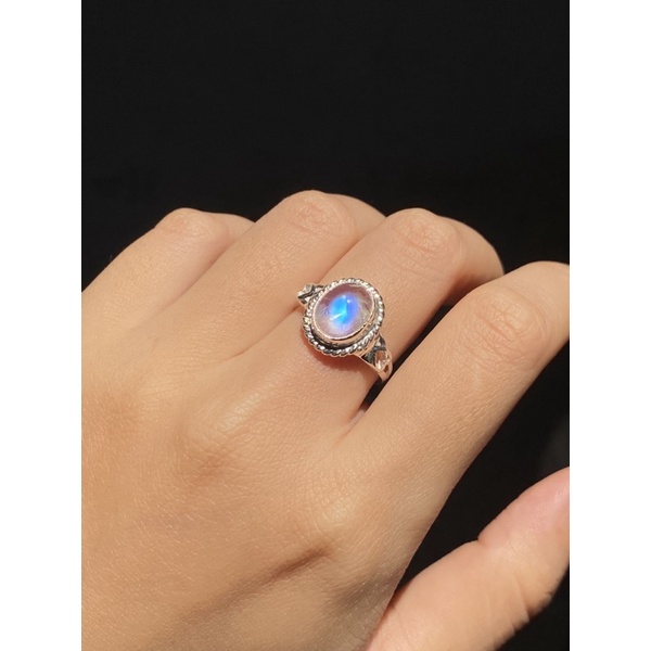 Nhẫn bạc moonstone cá tính bạc dày dặn