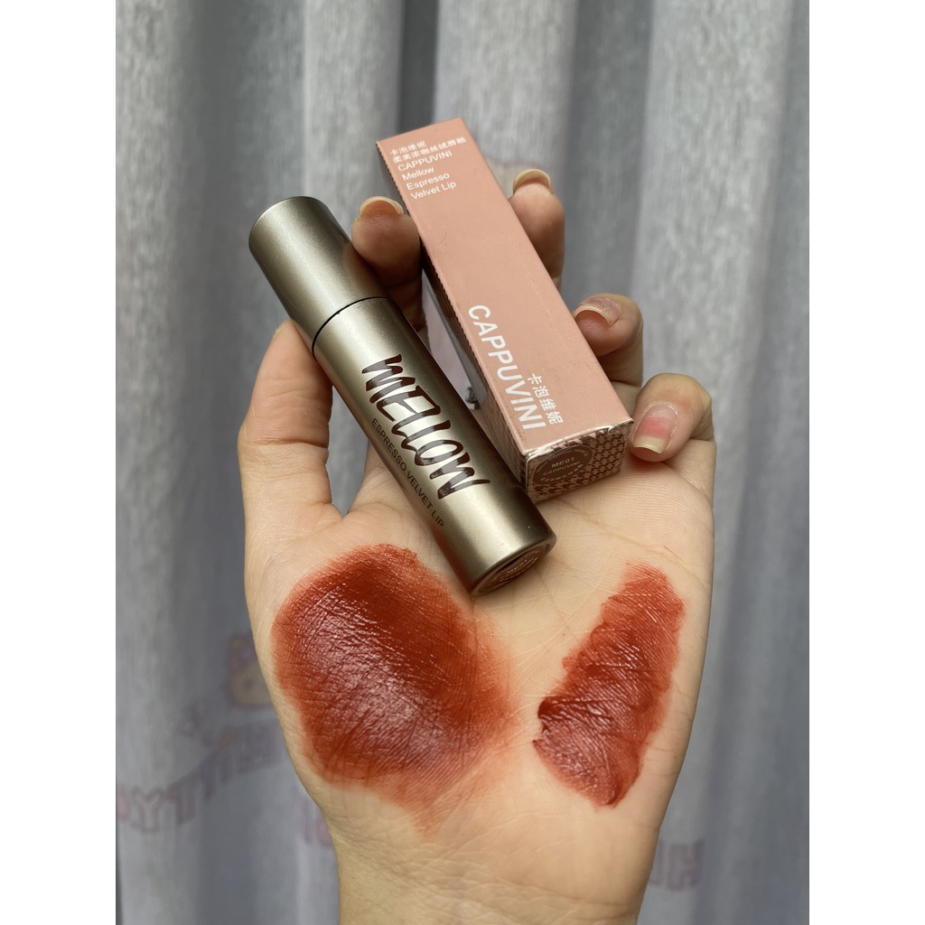 Son kem Cafe CAPPUVINI mềm mịn căng mọng môi Mellow Espresso Velvet Lip Tint Coffee