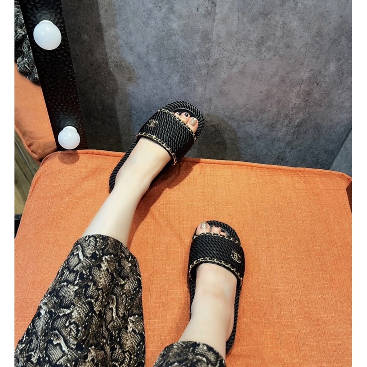 Dép lê viền cói Chà leo mẫu mới hè 2023. Hàng quảng châu cao cấp đầy đủ hộp túi