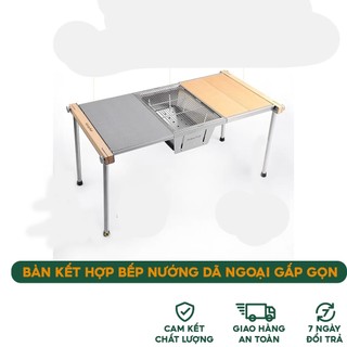Bàn kết hợp bếp nướng dã ngoại gấp gọn ,Bàn bếp dã ngoại gấp gọn