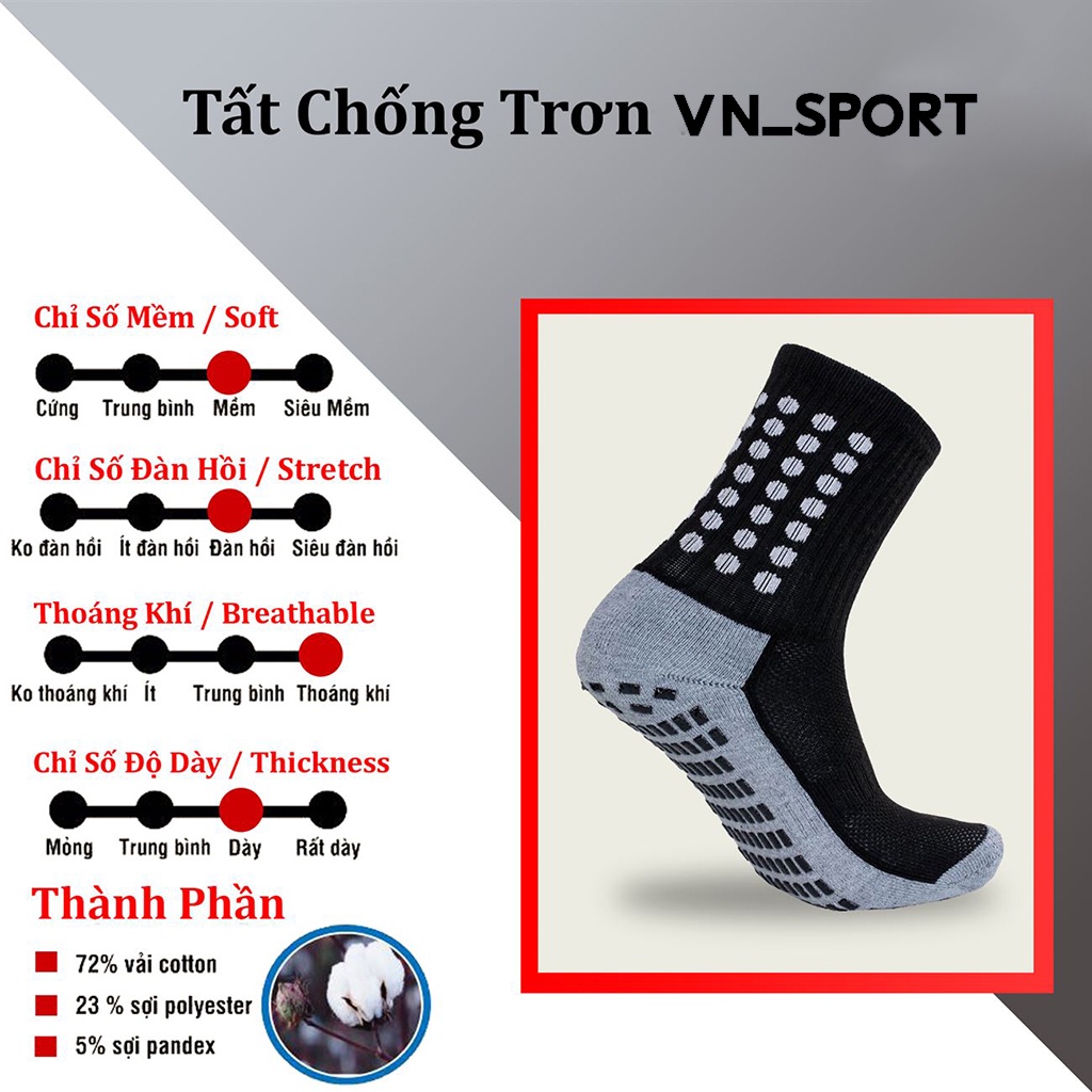 Tất chống trơn đá bóng dài, vớ đá banh dệt kim nam chính hãng