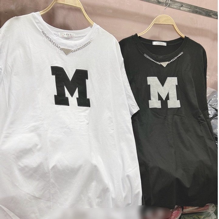 Áo Thun Tay Lỡ Chữ M Phối Vòng Cổ Chất Cotton Dày Dặn💕Áo Phông Nam Nữ Hàng Chuẩn Unisex