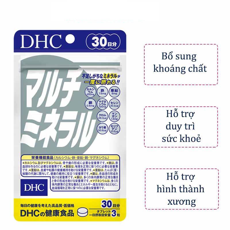 Viên uống khoáng tổng hợp DHC Multi Minerals bổ sung sắt, kẽm, canxi và một số khoáng chất hỗ trợ sức khỏe