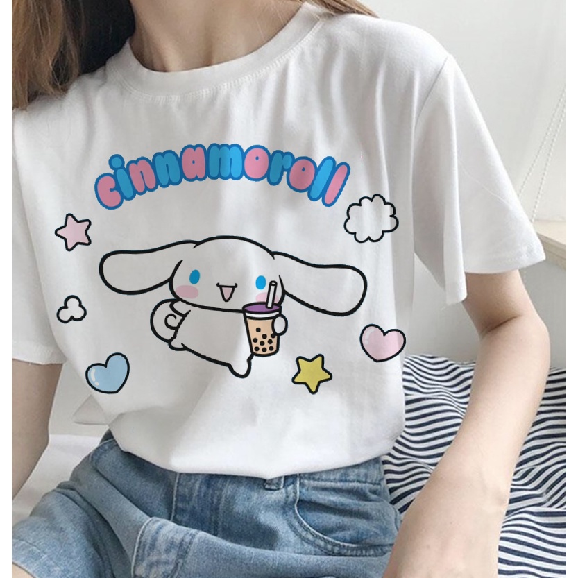 Áo Thun Hoạt Hình Cinnamoroll Thời Trang Unisex Nam Nữ