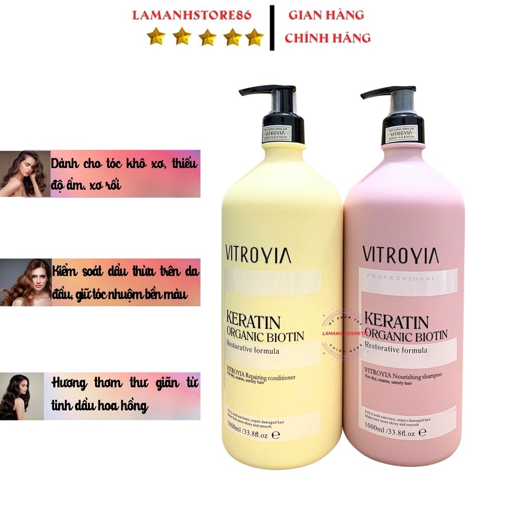VITROYIA REPAIRING dầu gội xả dưỡng sinh phục hồi tóc siêu mềm mượt hương thơm sang chảnh SIZE: 1000ML hàng chính hãng