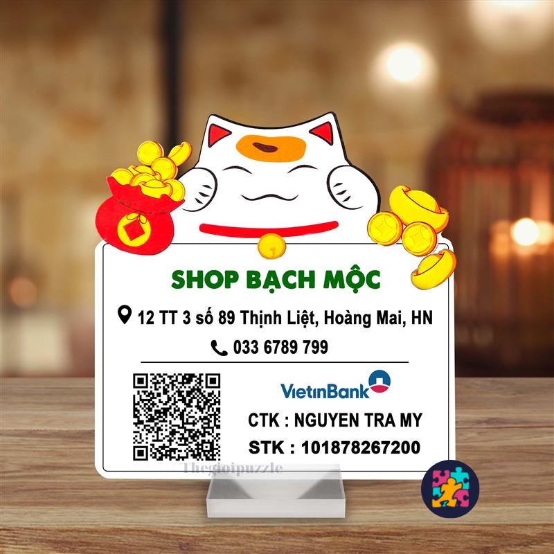 Mã QR in theo yêu cầu và Thegioipuzzle, thông tin tài khoản thanh toán