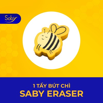 Tẩy bút chì Saby in hình ong dễ thương, dụng cụ học tập cho bé