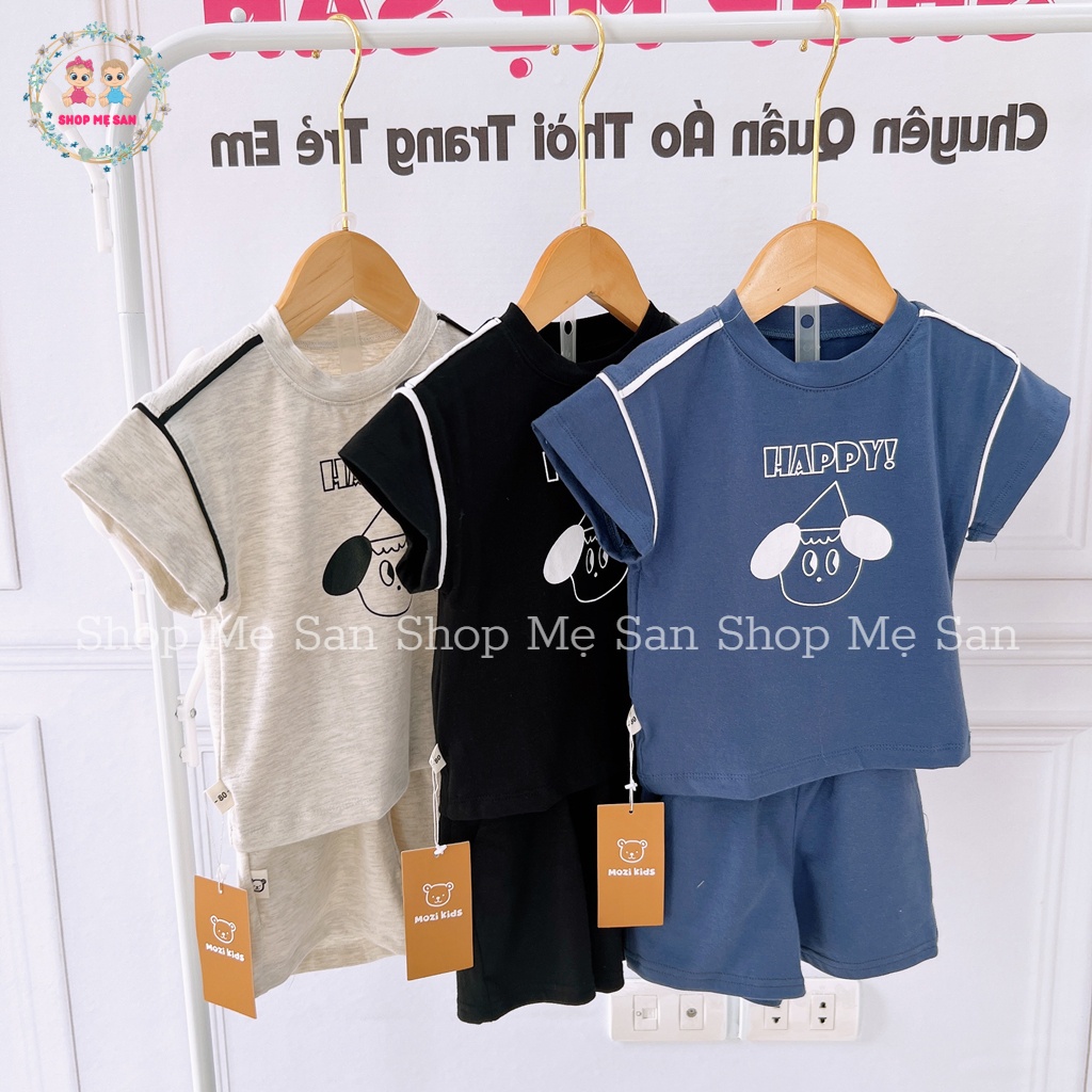 Bộ Cộc Tay Bé Trai, Bộ Hè Bé Trai  Hàng Xuất Cao Cấp Với Phong Cách Thể Thao Hoạ Tiết Chó Happy Đáng Yêu