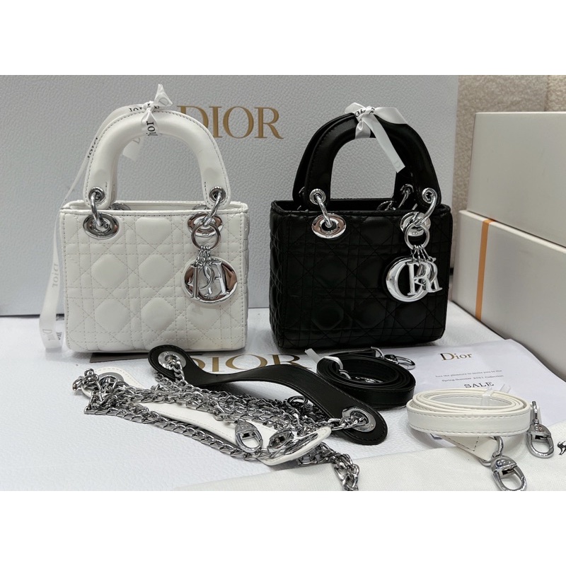 Túi xách dior lady mini chất da mịn lamskin bản 2 quai