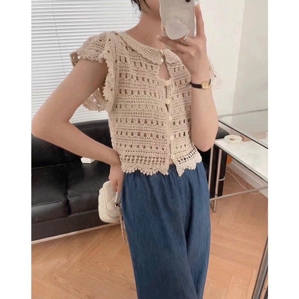 [Mã FATREND0503 giảm đến 30k đơn từ 99k] Sơ Mi Nữ Dáng Ngắn, Croptop Nữ Ren Mềm